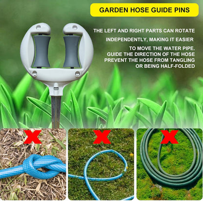 3 Pcs Garden Hose Guides for Outside - 10.6 Inch Rust-Proof ABS & Galvanized Metal Lawn Hose Guide Spike Holder, Roller Reel Lawn Hose Support, Garden Hose Guide Nail, Garden Hose Accessories
