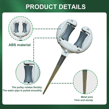3 Pcs Garden Hose Guides for Outside - 10.6 Inch Rust-Proof ABS & Galvanized Metal Lawn Hose Guide Spike Holder, Roller Reel Lawn Hose Support, Garden Hose Guide Nail, Garden Hose Accessories