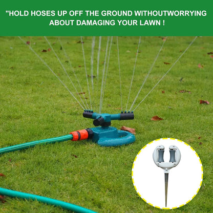 3 Pcs Garden Hose Guides for Outside - 10.6 Inch Rust-Proof ABS & Galvanized Metal Lawn Hose Guide Spike Holder, Roller Reel Lawn Hose Support, Garden Hose Guide Nail, Garden Hose Accessories