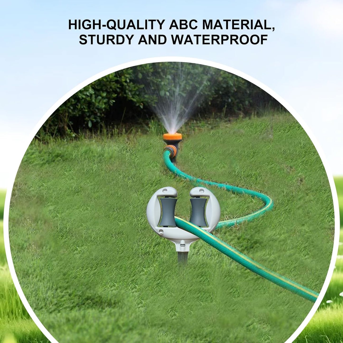 3 Pcs Garden Hose Guides for Outside - 10.6 Inch Rust-Proof ABS & Galvanized Metal Lawn Hose Guide Spike Holder, Roller Reel Lawn Hose Support, Garden Hose Guide Nail, Garden Hose Accessories