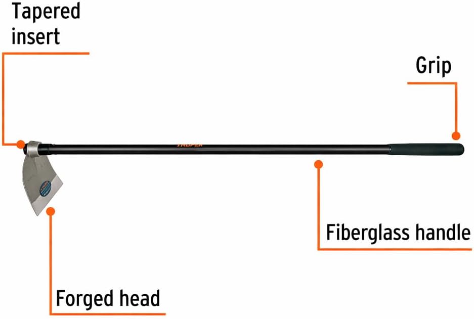 Lane Hoe No. 3, 54-Inch Fiberglass Handle, 8-1/2-Inch x 8-1/2-Inch Forged Head, 2.1 lb Head Weight, Agricultural & Garden Soil Preparation Tool (Model AL-3M / 10621)