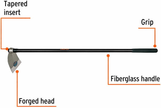 Lane Hoe No. 3, 54-Inch Fiberglass Handle, 8-1/2-Inch x 8-1/2-Inch Forged Head, 2.1 lb Head Weight, Agricultural & Garden Soil Preparation Tool (Model AL-3M / 10621)