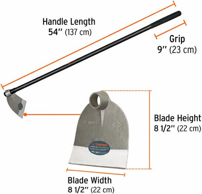 Lane Hoe No. 3, 54-Inch Fiberglass Handle, 8-1/2-Inch x 8-1/2-Inch Forged Head, 2.1 lb Head Weight, Agricultural & Garden Soil Preparation Tool (Model AL-3M / 10621)