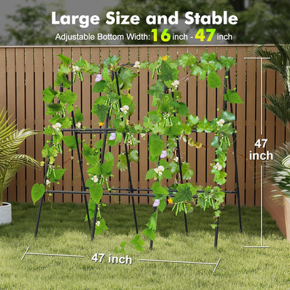 47.2"x47.2" Adjustable A-Frame Cucumber Trellis for Garden Vegetable Trellis, Metal Garden Trellis Arch Plant Grow Support Frame for Climbing Plants Support Vegetable Flower Fruits Vine