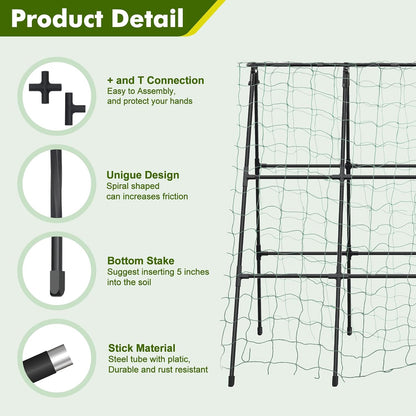 47.2"x47.2" Adjustable A-Frame Cucumber Trellis for Garden Vegetable Trellis, Metal Garden Trellis Arch Plant Grow Support Frame for Climbing Plants Support Vegetable Flower Fruits Vine