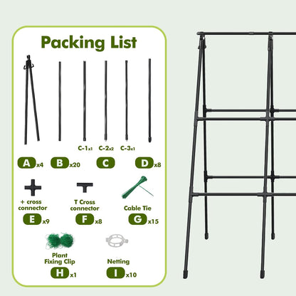 47.2"x47.2" Adjustable A-Frame Cucumber Trellis for Garden Vegetable Trellis, Metal Garden Trellis Arch Plant Grow Support Frame for Climbing Plants Support Vegetable Flower Fruits Vine