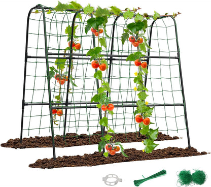 47.2"x47.2" Adjustable A-Frame Cucumber Trellis for Garden Vegetable Trellis, Metal Garden Trellis Arch Plant Grow Support Frame for Climbing Plants Support Vegetable Flower Fruits Vine