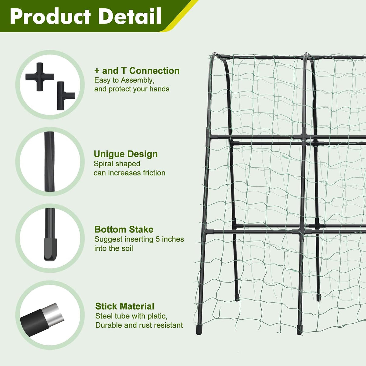 47.2"x47.2" Adjustable A-Frame Cucumber Trellis for Garden Vegetable Trellis, Metal Garden Trellis Arch Plant Grow Support Frame for Climbing Plants Support Vegetable Flower Fruits Vine