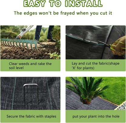 3ftx50ft Weed Barrier Landscape Fabric Heavy Duty，Weed Block Gardening Ground Cover Mat, Weed Control Garden Cloth ，Woven Geotextile Fabric for Underlayment，Commercial Driveway Fabric