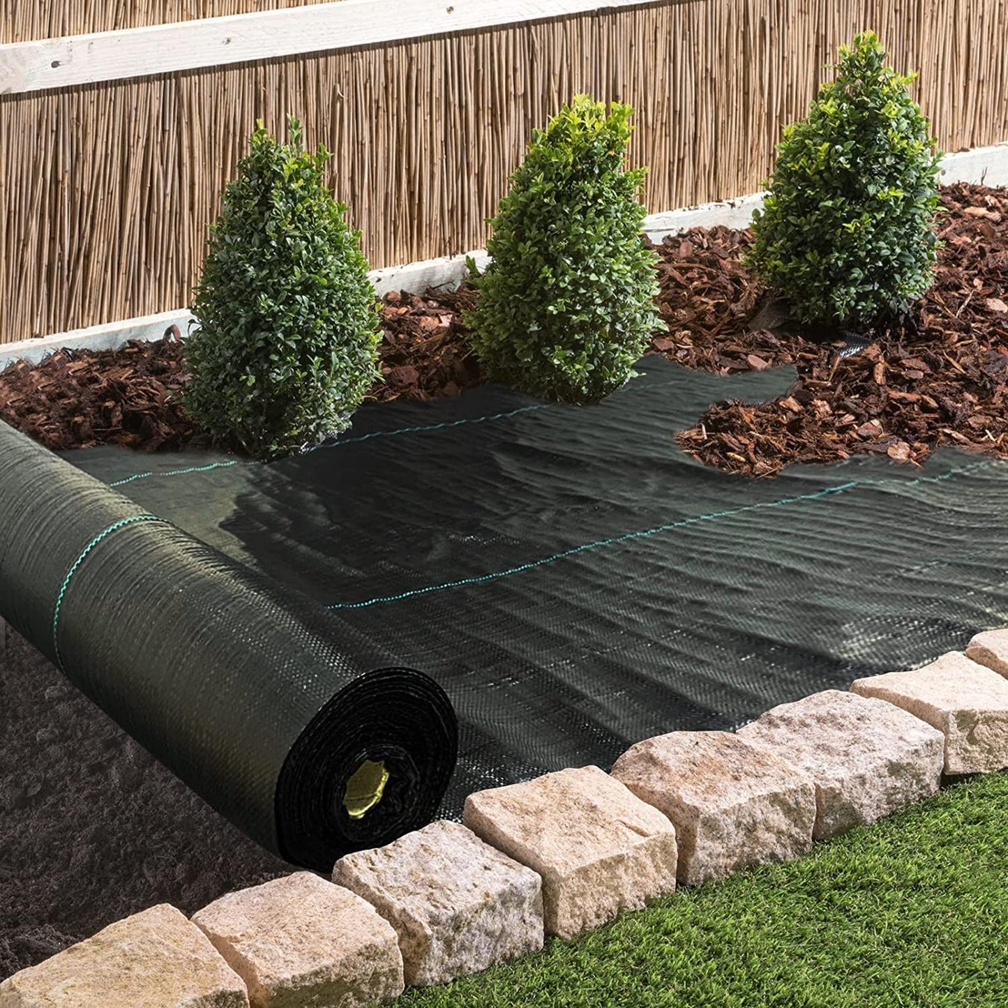 3ftx50ft Weed Barrier Landscape Fabric Heavy Duty，Weed Block Gardening Ground Cover Mat, Weed Control Garden Cloth ，Woven Geotextile Fabric for Underlayment，Commercial Driveway Fabric