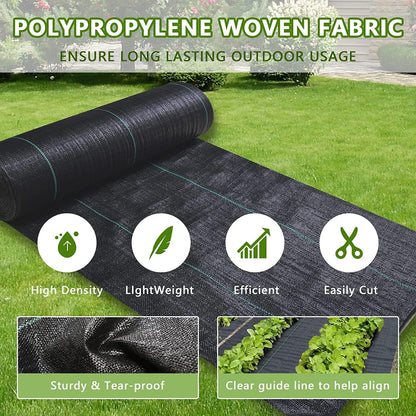 3ftx50ft Weed Barrier Landscape Fabric Heavy Duty，Weed Block Gardening Ground Cover Mat, Weed Control Garden Cloth ，Woven Geotextile Fabric for Underlayment，Commercial Driveway Fabric
