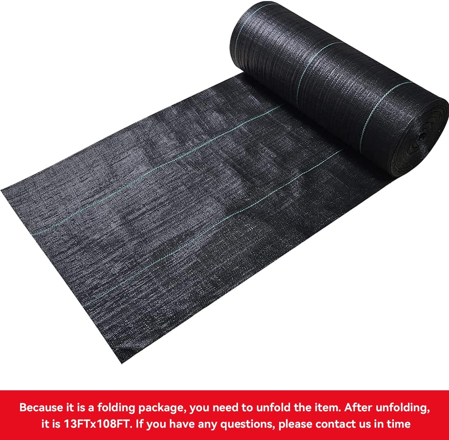 3ftx50ft Weed Barrier Landscape Fabric Heavy Duty，Weed Block Gardening Ground Cover Mat, Weed Control Garden Cloth ，Woven Geotextile Fabric for Underlayment，Commercial Driveway Fabric