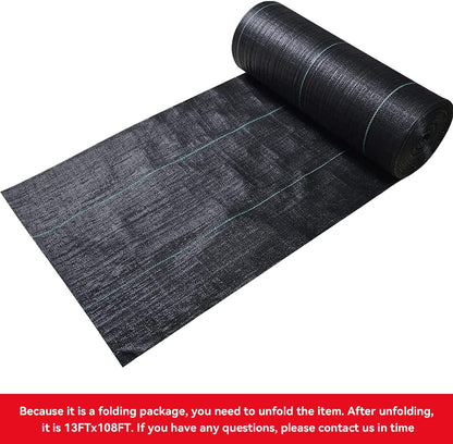 3ftx50ft Weed Barrier Landscape Fabric Heavy Duty，Weed Block Gardening Ground Cover Mat, Weed Control Garden Cloth ，Woven Geotextile Fabric for Underlayment，Commercial Driveway Fabric