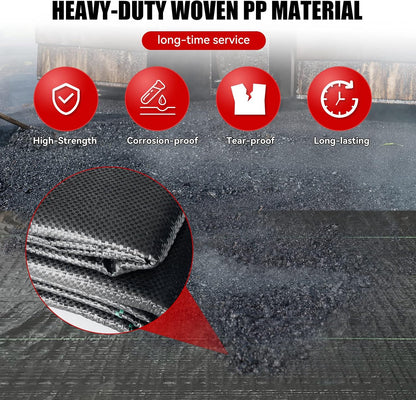 3ftx50ft Weed Barrier Landscape Fabric Heavy Duty，Weed Block Gardening Ground Cover Mat, Weed Control Garden Cloth ，Woven Geotextile Fabric for Underlayment，Commercial Driveway Fabric