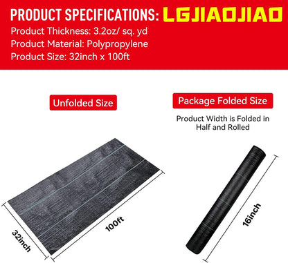 3ftx50ft Weed Barrier Landscape Fabric Heavy Duty，Weed Block Gardening Ground Cover Mat, Weed Control Garden Cloth ，Woven Geotextile Fabric for Underlayment，Commercial Driveway Fabric