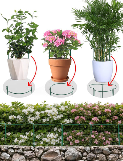 12 Pack Plant Support Stakes, 10" W x 16" H Metal Peony Cages and Supports, Green Half Round Garden Plant Support Ring for Outdoor Indoor Plants, Rose, Hydrangea, Tomato, Snake Plant