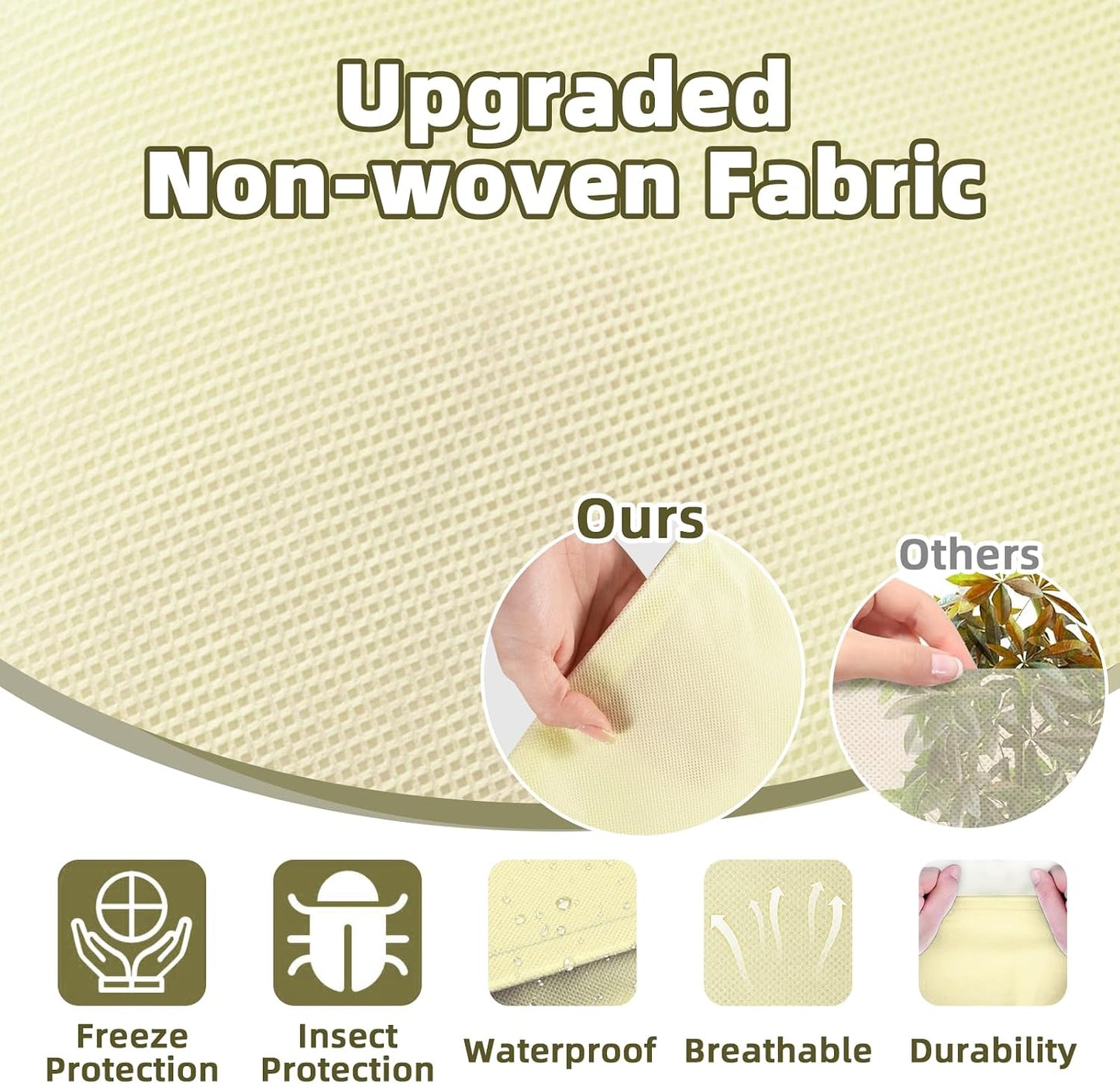 3 Packs Plant Covers Freeze Protection, 47 x 70 Inch 2.47oz/yd² Frost Cloth Shrub Covers with Zipper and Drawstring, Plant Blankets Tree Covers for Outdoor Winter Frost Cold Weather Yellow