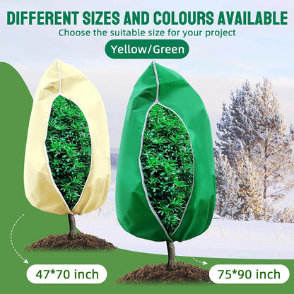 3 Packs Plant Covers Freeze Protection, 47 x 70 Inch 2.47oz/yd² Frost Cloth Shrub Covers with Zipper and Drawstring, Plant Blankets Tree Covers for Outdoor Winter Frost Cold Weather Yellow