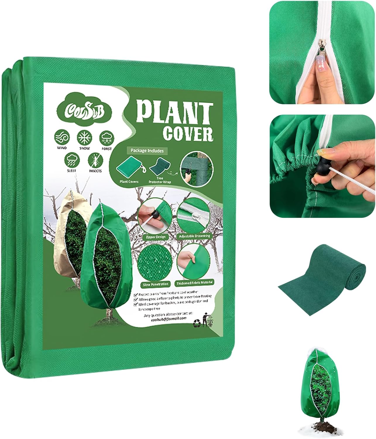 3 Packs Plant Covers Freeze Protection, 47 x 70 Inch 2.47oz/yd² Frost Cloth Shrub Covers with Zipper and Drawstring, Plant Blankets Tree Covers for Outdoor Winter Frost Cold Weather Yellow