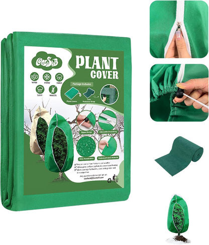 3 Packs Plant Covers Freeze Protection, 47 x 70 Inch 2.47oz/yd² Frost Cloth Shrub Covers with Zipper and Drawstring, Plant Blankets Tree Covers for Outdoor Winter Frost Cold Weather Yellow