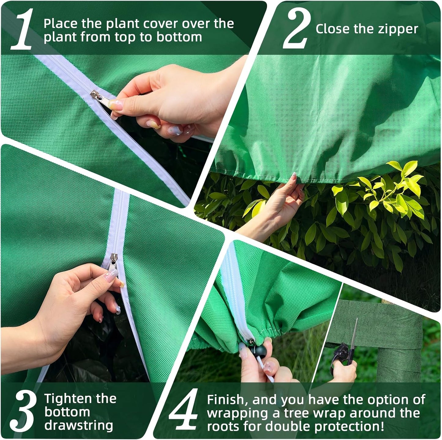 3 Packs Plant Covers Freeze Protection, 47 x 70 Inch 2.47oz/yd² Frost Cloth Shrub Covers with Zipper and Drawstring, Plant Blankets Tree Covers for Outdoor Winter Frost Cold Weather Yellow