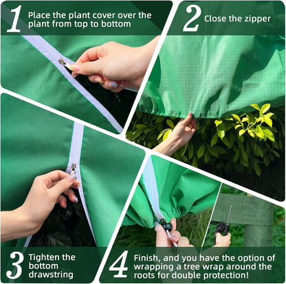 3 Packs Plant Covers Freeze Protection, 47 x 70 Inch 2.47oz/yd² Frost Cloth Shrub Covers with Zipper and Drawstring, Plant Blankets Tree Covers for Outdoor Winter Frost Cold Weather Yellow