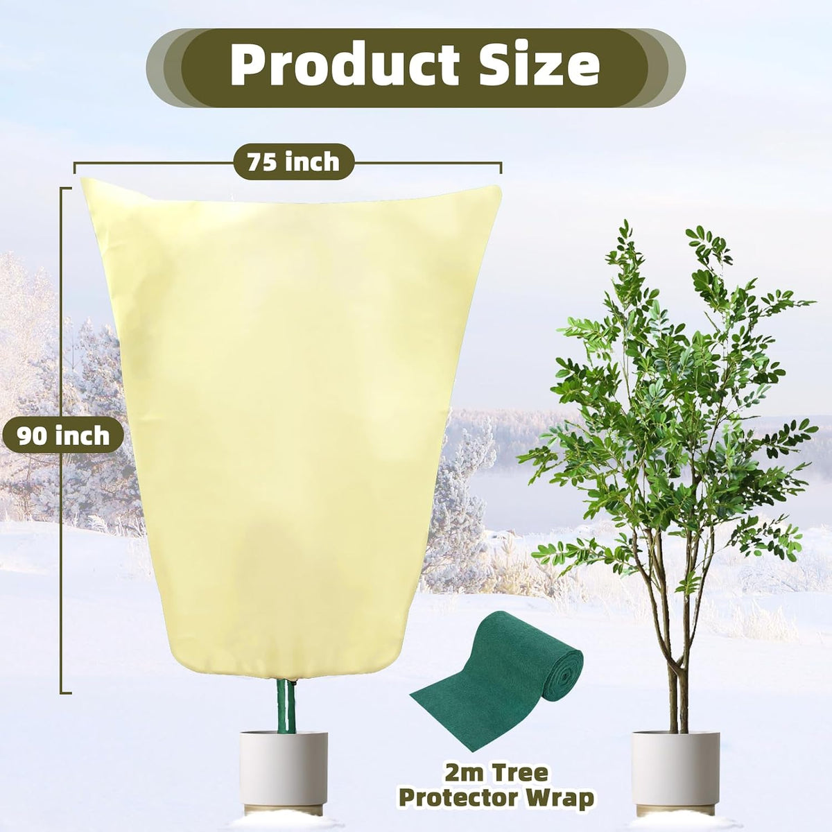 3 Packs Plant Covers Freeze Protection, 47 x 70 Inch 2.47oz/yd² Frost Cloth Shrub Covers with Zipper and Drawstring, Plant Blankets Tree Covers for Outdoor Winter Frost Cold Weather Yellow