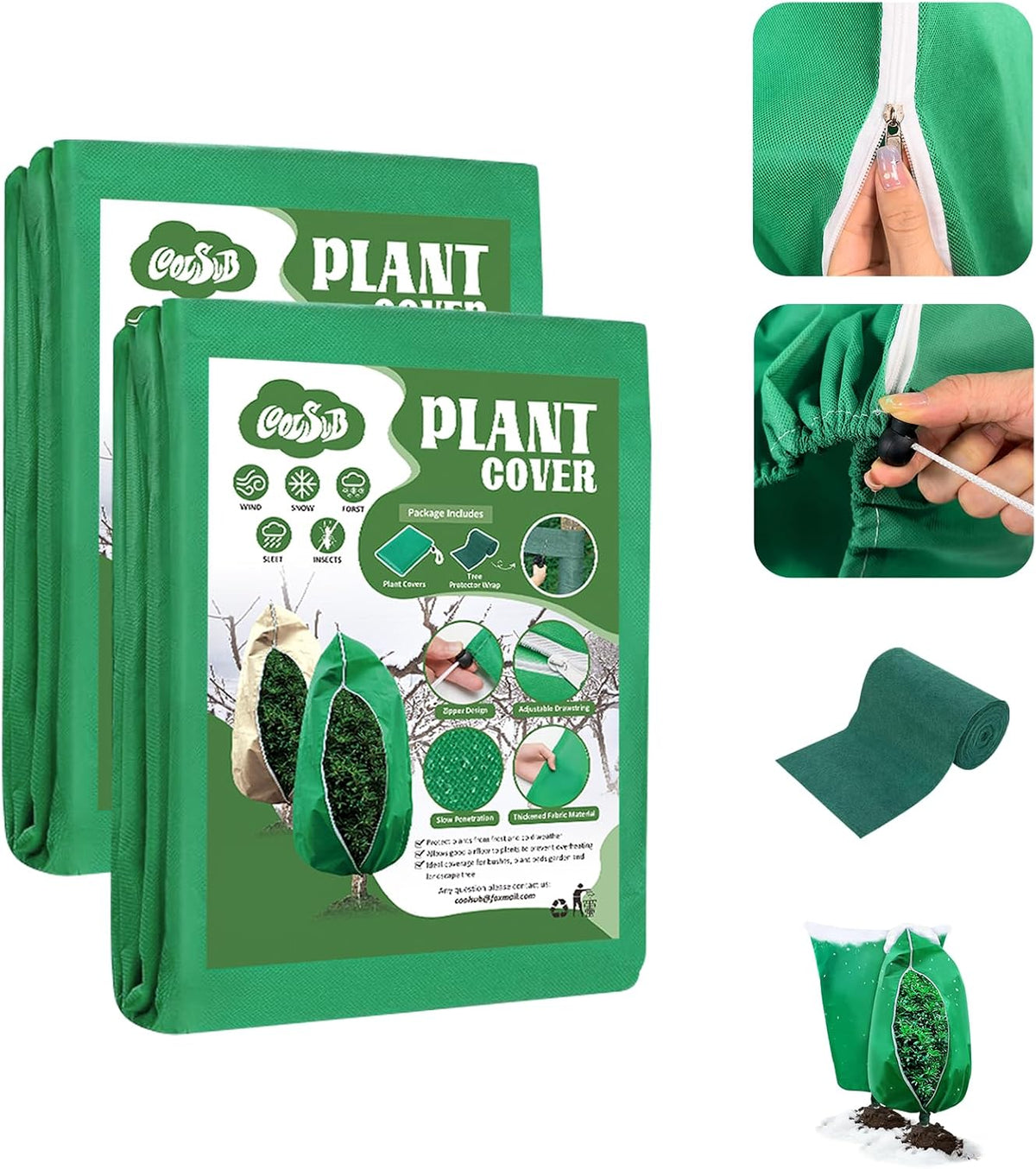 3 Packs Plant Covers Freeze Protection, 47 x 70 Inch 2.47oz/yd² Frost Cloth Shrub Covers with Zipper and Drawstring, Plant Blankets Tree Covers for Outdoor Winter Frost Cold Weather Yellow