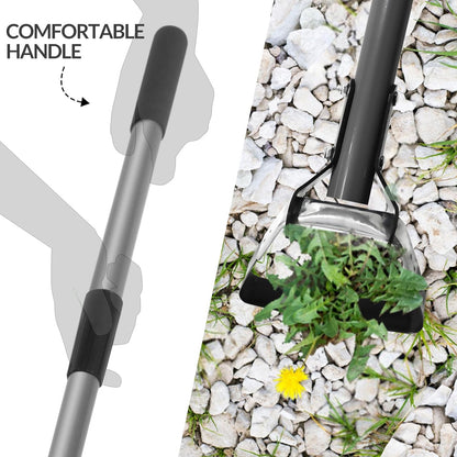 Action Hoe for Weeding Stirrup Hoe Tools for Garden with Adjustable 36-66 Inch Scuffle Loop Hoe Gardening Weeder Cultivator Durable Handle Weeding Rake with Cushioned Grip