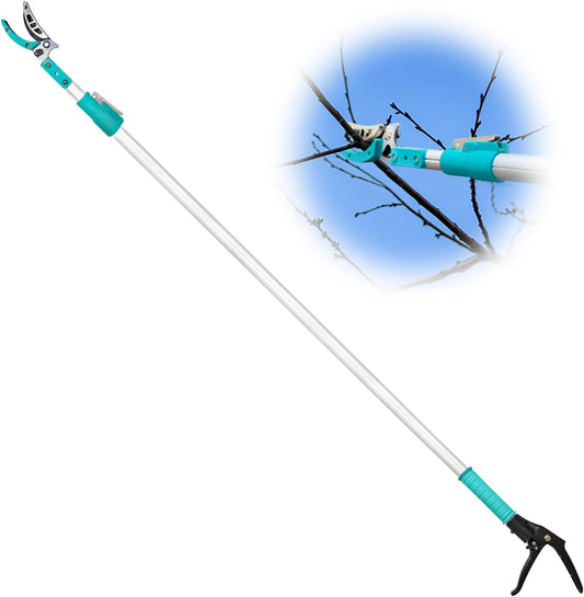 Tree Pruner Extendable, Tree Trimmers Long Handle Pruner, Extra Length to 10ft, Telescopic Pole Pruner with Rotate Head, Smooth Clean Cut, Ideal For Removing High Branches and Fruit Picking
