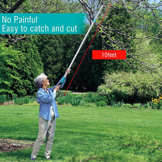 Tree Pruner Extendable, Tree Trimmers Long Handle Pruner, Extra Length to 10ft, Telescopic Pole Pruner with Rotate Head, Smooth Clean Cut, Ideal For Removing High Branches and Fruit Picking
