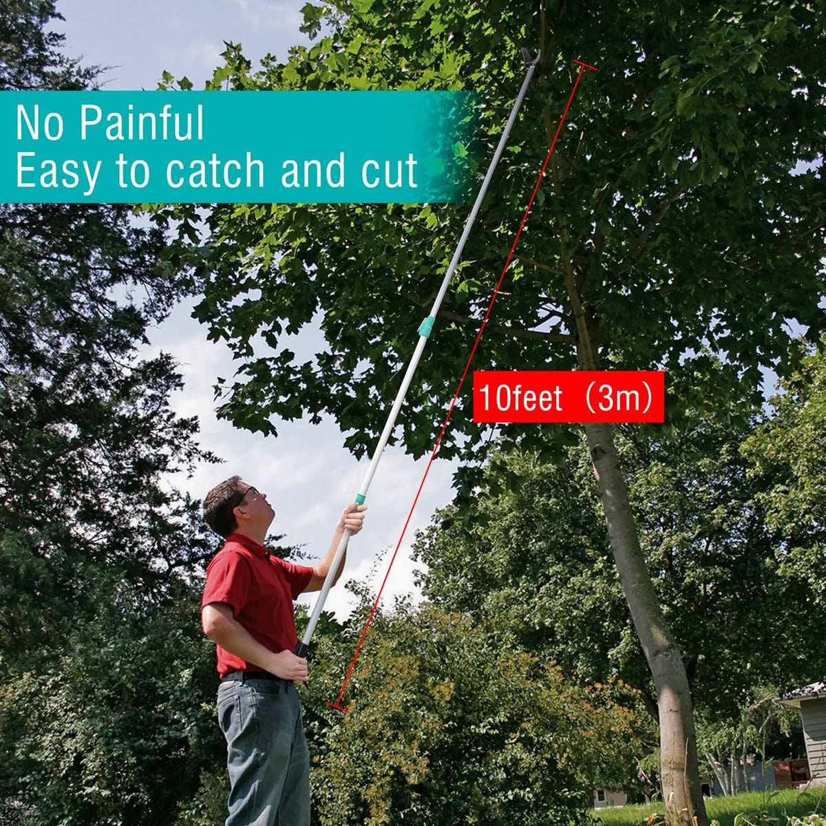 Tree Pruner Extendable, Tree Trimmers Long Handle Pruner, Extra Length to 10ft, Telescopic Pole Pruner with Rotate Head, Smooth Clean Cut, Ideal For Removing High Branches and Fruit Picking