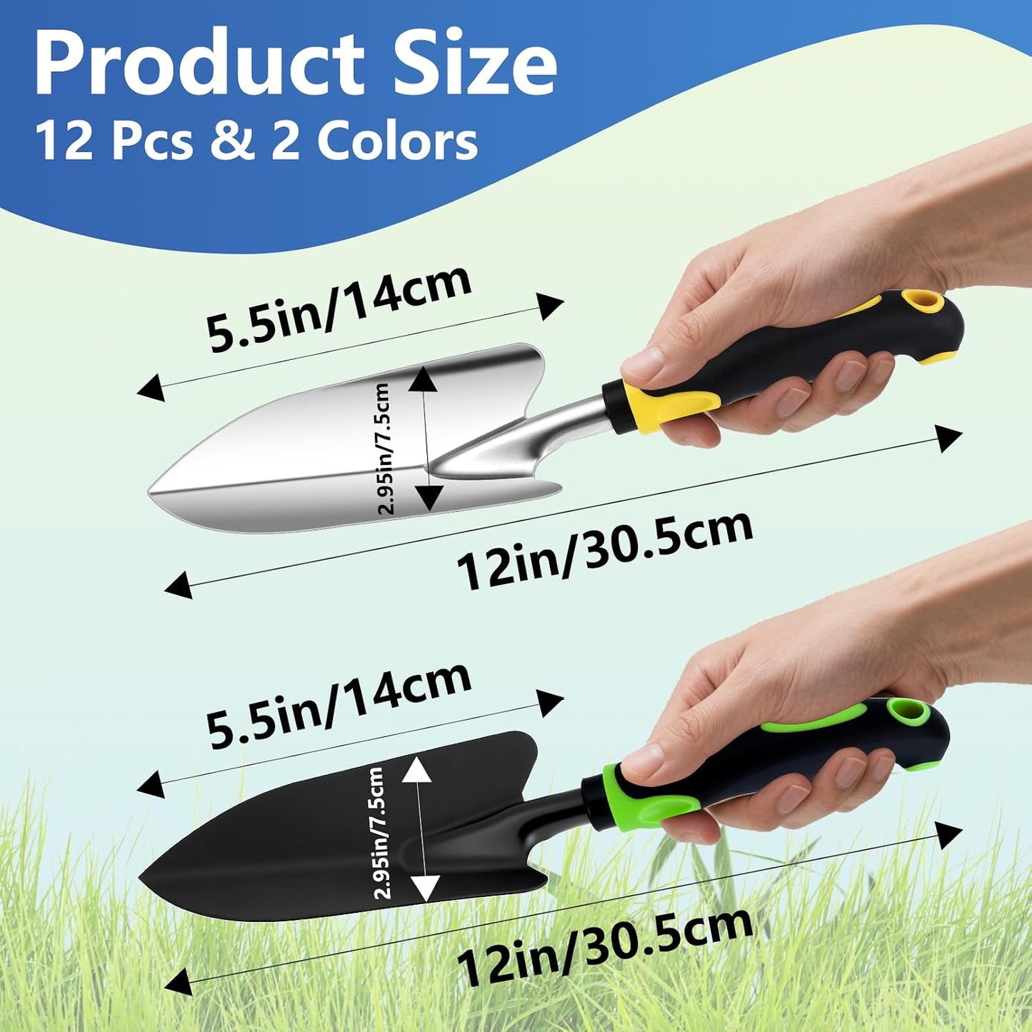 12 Pcs Garden Shovel, Metal Hand Trowel, Aluminum Alloy
