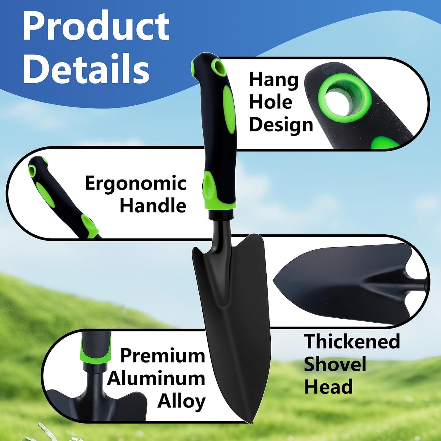 12 Pcs Garden Shovel, Metal Hand Trowel, Aluminum Alloy