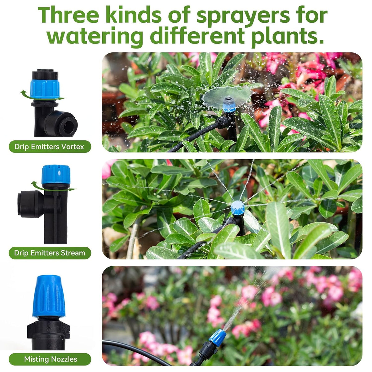 240FT Drip Irrigation System Kits, Quick Connect Automatic Garden Watering System for Raised Bed, Potted Plants, Lawn, Greenhouse with 1/2 inch Hose 1/4 inch Tubing and Accessories