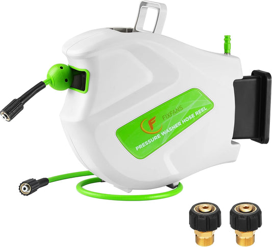 Pressure Washer Hose Reel with Hose, 1/4" × 65ft, Retractable