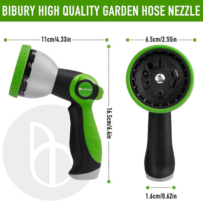 Water Hose Nozzle Sprayer, Hand Sprayer with 10 Watering Patterns and On Off Valve Thumb Control, High Pressure Garden Hose Spray Nozzle for Watering Plants, Car Wash and Showering Pets (Green)
