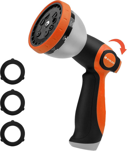 Water Hose Nozzle Sprayer, Hand Sprayer with 10 Watering Patterns and On Off Valve Thumb Control, High Pressure Garden Hose Spray Nozzle for Watering Plants, Car Wash and Showering Pets (Green)