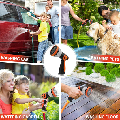 Water Hose Nozzle Sprayer, Hand Sprayer with 10 Watering Patterns and On Off Valve Thumb Control, High Pressure Garden Hose Spray Nozzle for Watering Plants, Car Wash and Showering Pets (Green)
