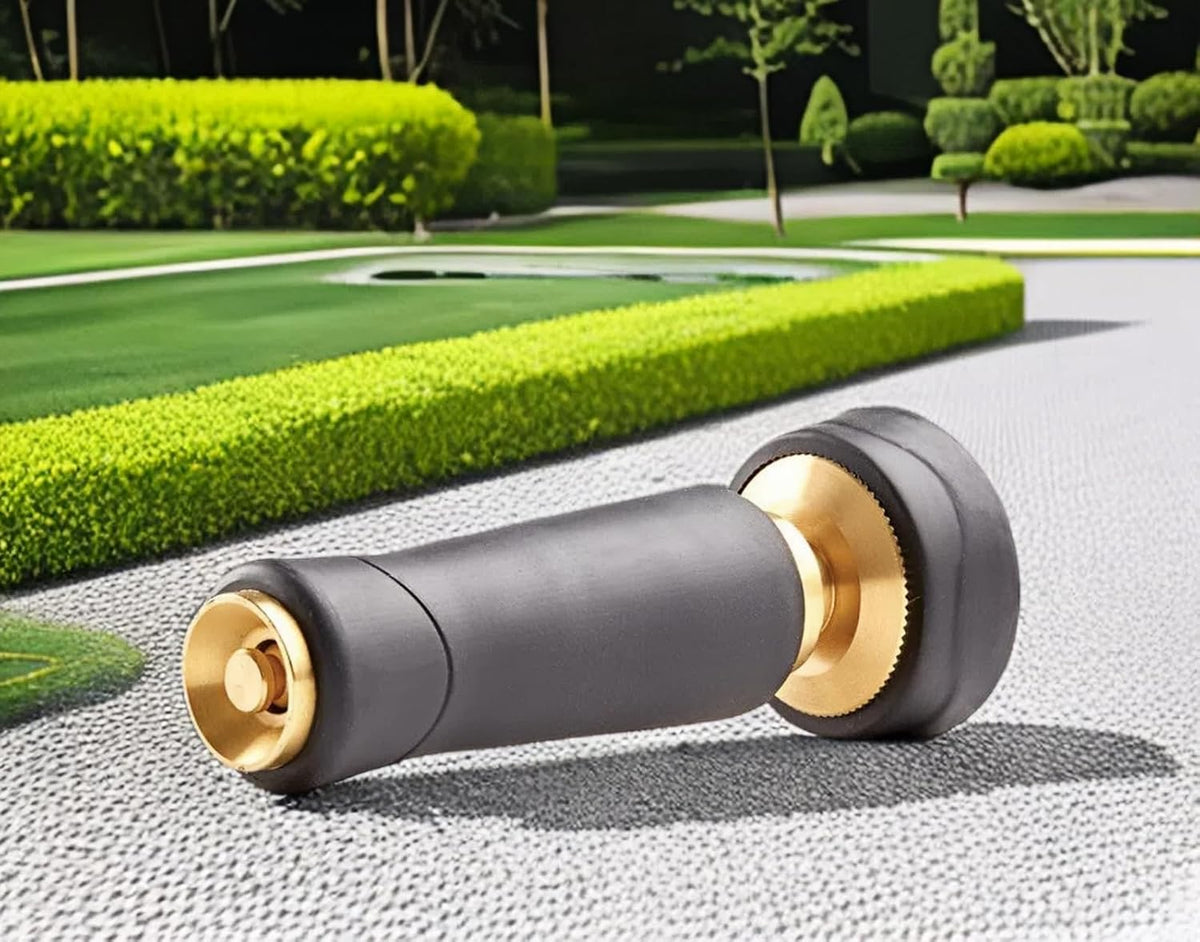 Brass Hose Nozzle, Heavy-Duty Adjustable Garden Twist Hose Nozzle Shut Off Valve, Suitable for Cleaning Car, Watering Flowers, Lawns, Cleaning Ground (2 Pack)