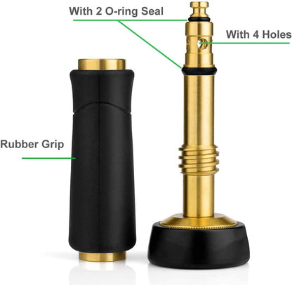 Brass Hose Nozzle, Heavy-Duty Adjustable Garden Twist Hose Nozzle Shut Off Valve, Suitable for Cleaning Car, Watering Flowers, Lawns, Cleaning Ground (2 Pack)
