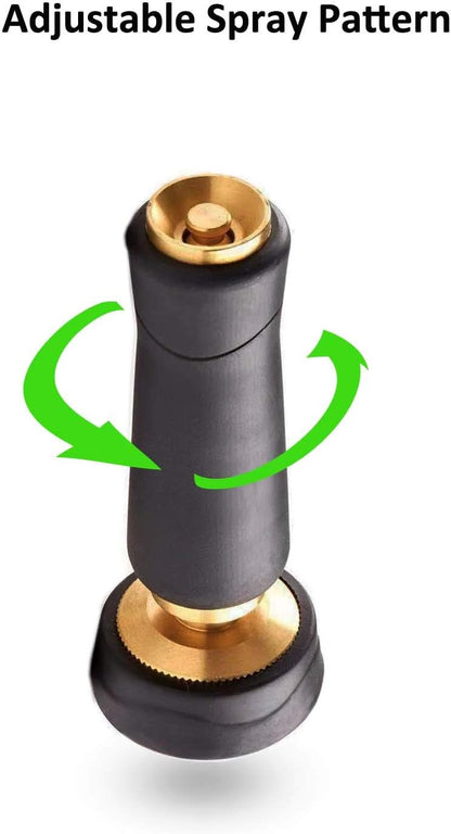 Brass Hose Nozzle, Heavy-Duty Adjustable Garden Twist Hose Nozzle Shut Off Valve, Suitable for Cleaning Car, Watering Flowers, Lawns, Cleaning Ground (2 Pack)