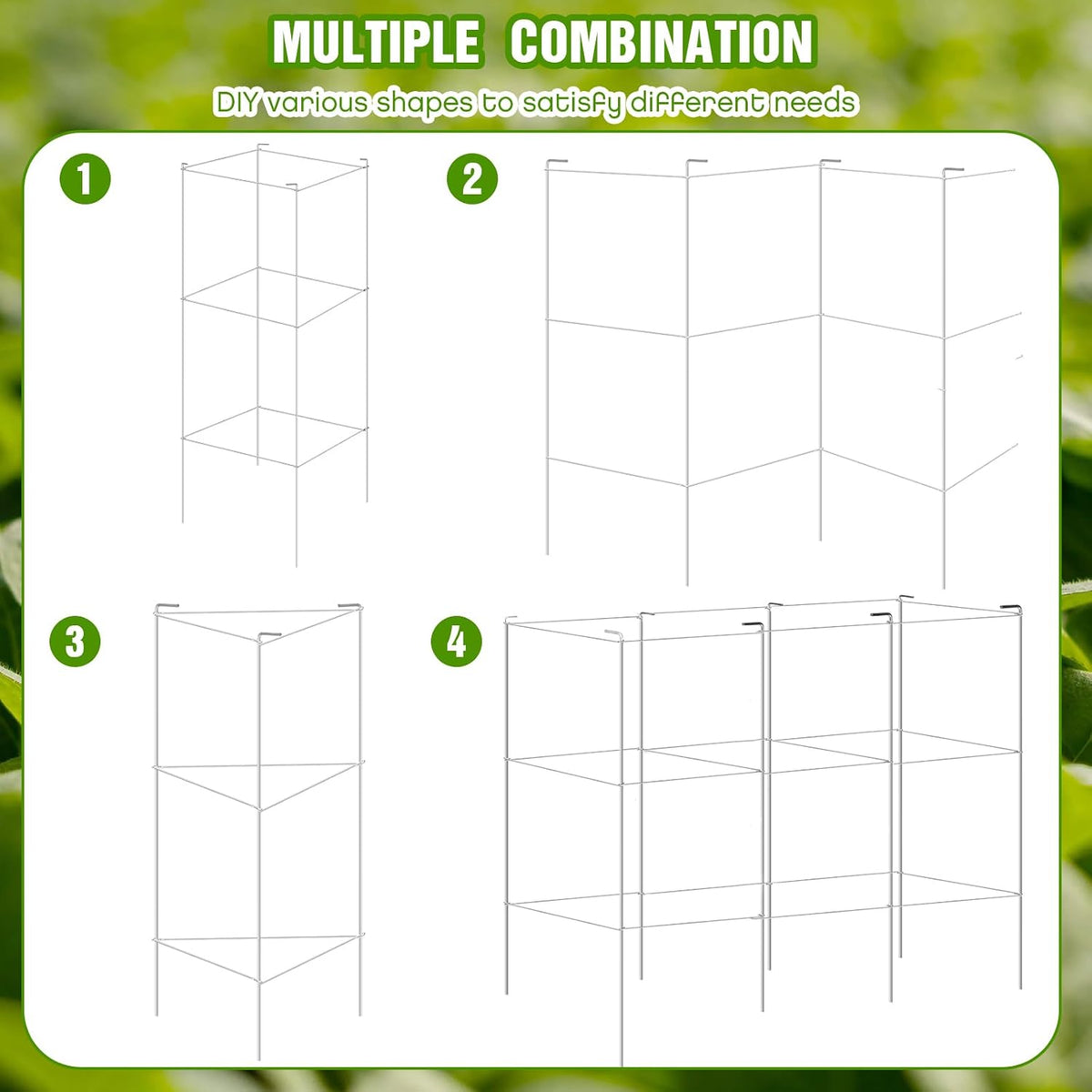 16 Pack Square Tomato Cage Heavy Duty Tomato Cages for Garden Vegetable Plant Trellis Stakes Plant Support Stake Tower for Climbing Vegetables Plants Flowers Fruit (11.5 x 46 Inches,Silver)