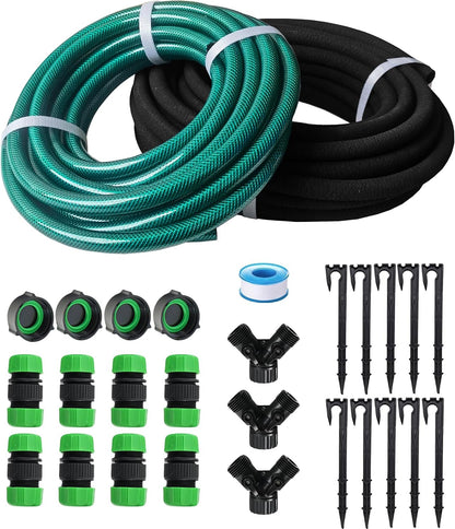 Customizable 1/2inch 75ft Soaker Hose System with 50ft Garden Hose