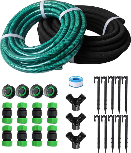 Customizable 1/2inch 75ft Soaker Hose System with 50ft Garden Hose