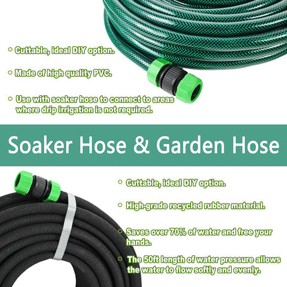 Customizable 1/2inch 75ft Soaker Hose System with 50ft Garden Hose