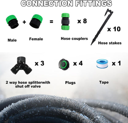 Customizable 1/2inch 75ft Soaker Hose System with 50ft Garden Hose
