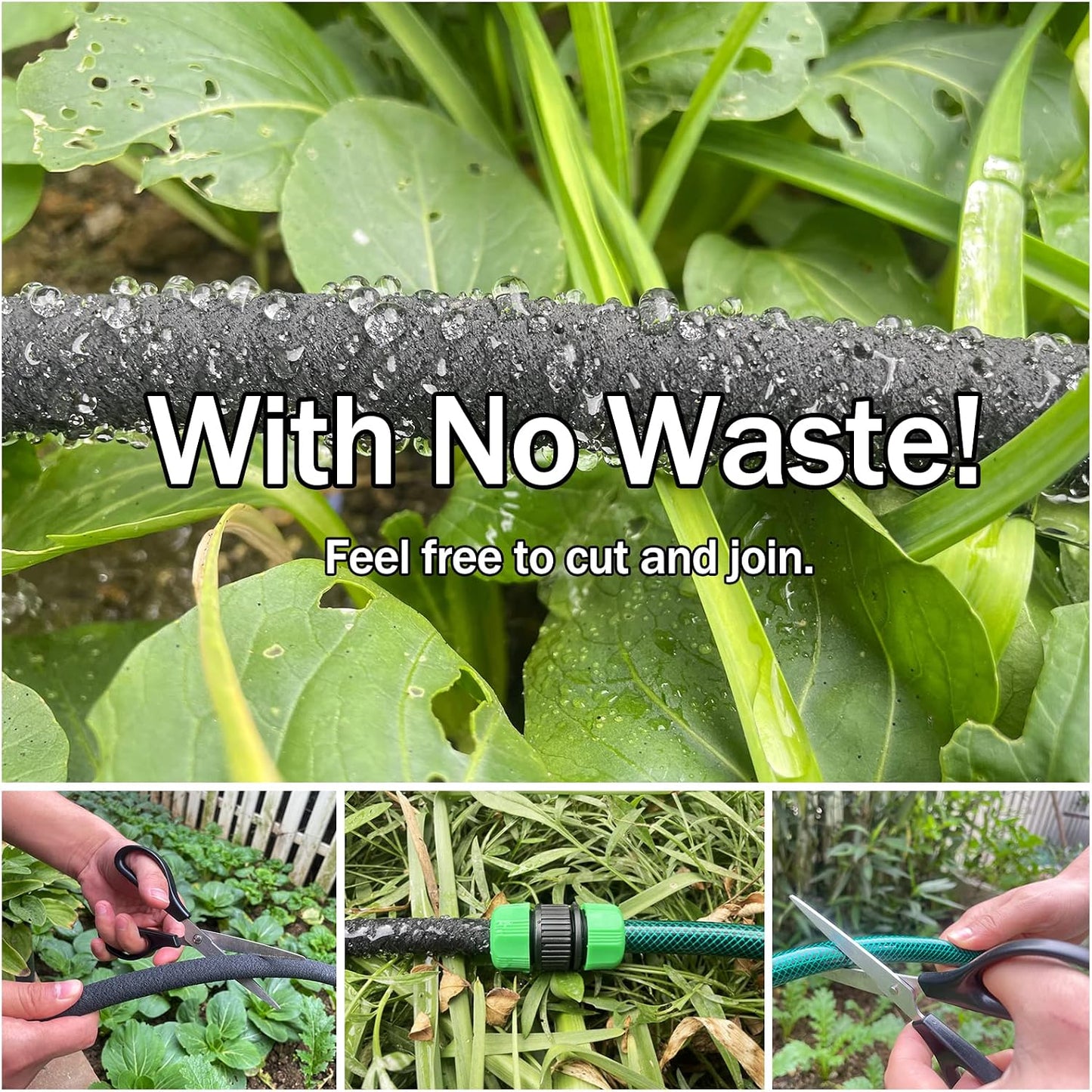 Customizable 1/2inch 75ft Soaker Hose System with 50ft Garden Hose