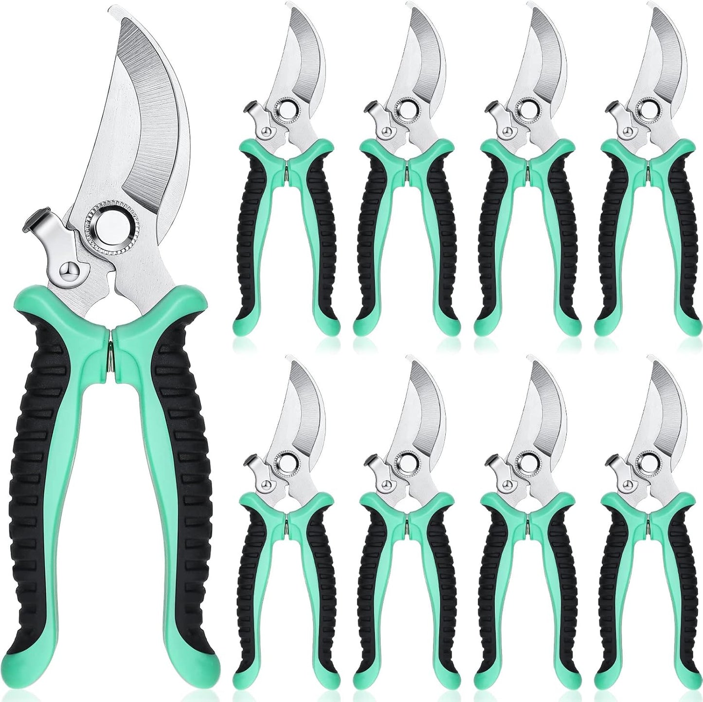 9 Pcs Garden Shears Pruning Garden Clippers Bulk Bypass Pruner Heavy Duty for Gardening Hedge Plant Cutting Flower Scissors for Tree Trimming Bonsai Cutting Fruits Picking(Green)