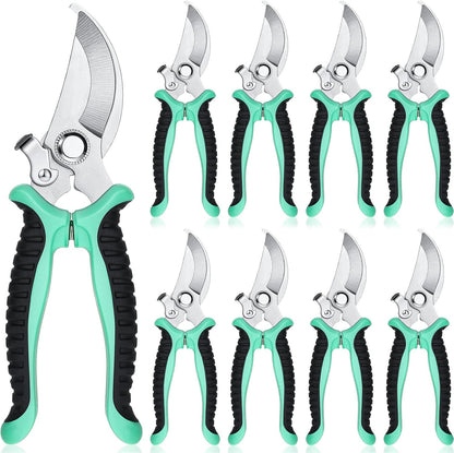 9 Pcs Garden Shears Pruning Garden Clippers Bulk Bypass Pruner Heavy Duty for Gardening Hedge Plant Cutting Flower Scissors for Tree Trimming Bonsai Cutting Fruits Picking(Green)